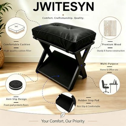Foot Rest Under Desk, Ergonomic Wooden Desk Foot Rest, Black - color: Black