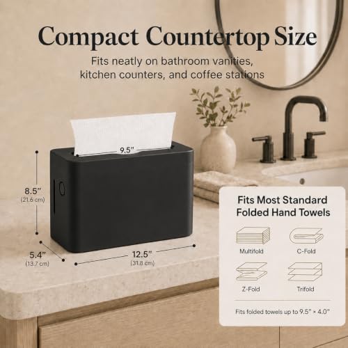 Multifold Paper Towel Dispenser Countertop, Commercial Hand Towel Holder - color: Black