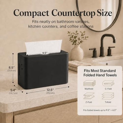 Multifold Paper Towel Dispenser Countertop, Commercial Hand Towel Holder - color: Black