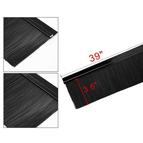 uxcell Door Bottom Sweep H-Shape Aluminum Alloy Base with 3.6-inch Black Nylon Brush 39-inch x 4.4-inch - color: Black, size: 39.37" x 3.6"