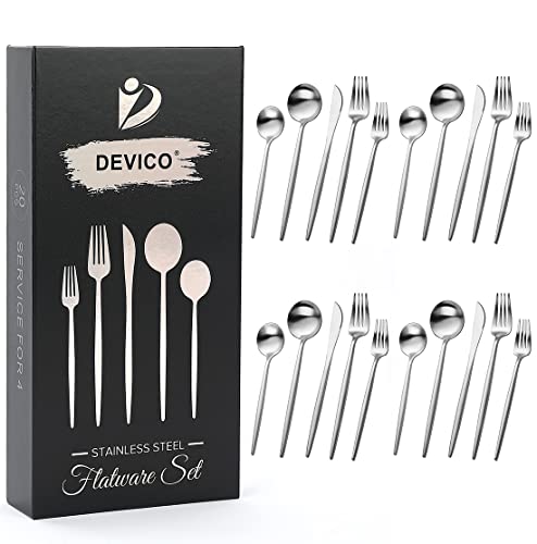 DEVICO Forks and Spoons Silverware Set, 18/10 Stainless Steel Flatware Set