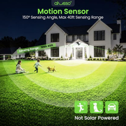 ALUSSO Motion Sensor Outdoor Lights , 30W 3500LM Flood Lights Outdoor 120V - color: Black 3 Modes 30W with Night Light