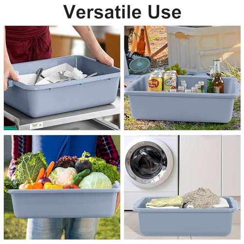 DUNCHATY 5 Pack Commercial Plastic Bus Tubs 5.5 Gallon (20L) - Heavy Duty Wash Basin & Dish Box Tote for Restaurant Kitchen Organization - 21" L x 15" W x 6" H Gray Utility Box - size: L (21"L x 15"W x 6"H)
