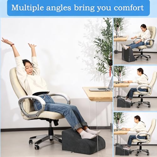 Foot Rest for Under Desk at Work.Multifunctional 3-Tier Foot Stool - color: Standard-a-black