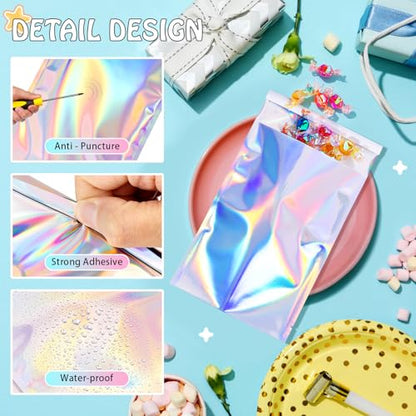 FUNFERY 5.5x7.9in Holographic Mylar Poly Mailers Self Sealing Adhesive Bag - color: Holographic Self Adhesive-50P, size: 5.5x7.9 inch