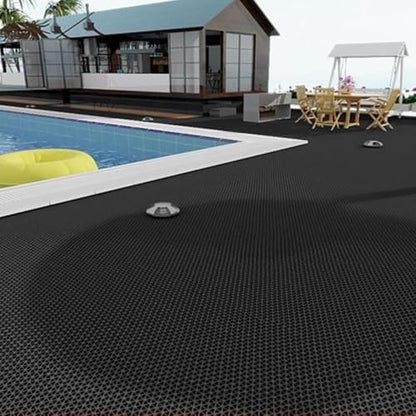 PVC Drainage Floor Mat Non-Slip Commercial Wet Area Mat for Outdoor and Indoor Restaurant Kitchen Bar Swimming Pool Splash Matting Water Drain Flooring Mat (Black, 4FTX16.4FT) - size: 4FTX16.4FT