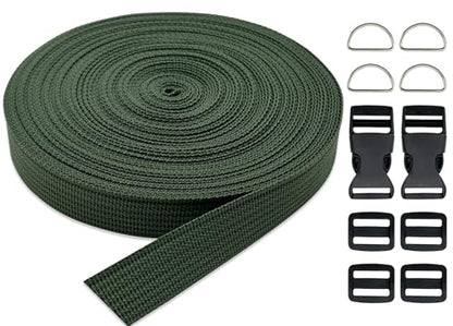 3/4 Inch Olive Green Polypropylene Webbing Straps 15Yds for Sewing - color: Olive Green, size: 15