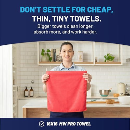 MW Pro Microfiber Cleaning Cloth | Black, Red, Gray (12 Pack) | Size 16" x 16" | All Purpose Microfiber Towels - Clean, Dust, Polish, Scrub, Absorbent - color: Black, Red, Gray