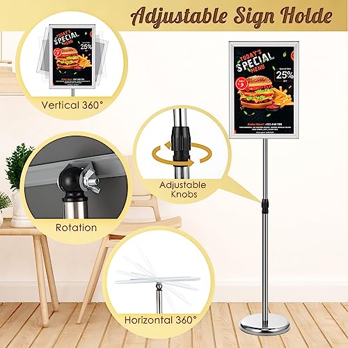 LElFlIDE 8 Pack Silver 11.7 x 16.5" A4 Adjustable Pedestal Sign Holder - color: Silver, size: 11.7 x 16.5''