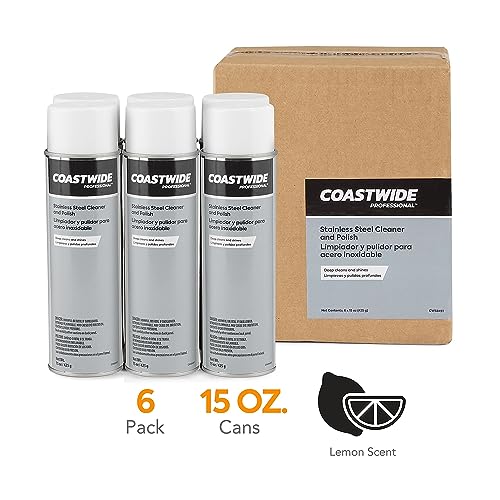 Coastwide Professional Stainless Steel Cleaner & Polish, Lemon, 6-Pk