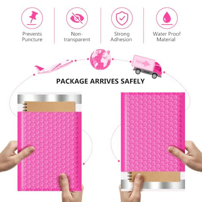 Bubble Mailers 52 Pack 3.5x5inch Rose Poly Mailers Self-Seal Padded Envelopes Waterproof Bubble Opaque Padded Mailers Shipping Bags for Businesses to Pack and Mail Jewelry Cosmetics - size: 3.5x5-52pack