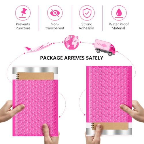 Bubble Mailers 105 Pack 6x10inch Rose Poly Mailers Self-Seal Padded Envelopes Waterproof Bubble Opaque Padded Mailers Shipping Bags for Businesses to Pack and Mail Jewelry Cosmetics - size: 6x10-105pack