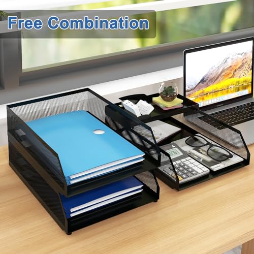 Natwind 3-Tier Stackable Metal Mesh Desk Paper Tray Organizer,Black - color: Black, size: 3 tier