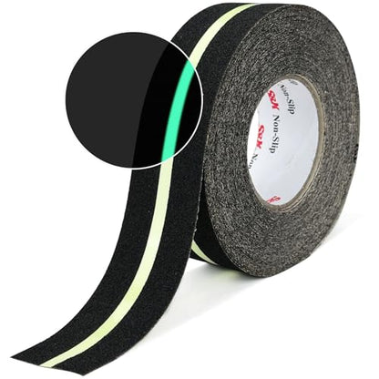S&X Anti Slip Tape 2in x 60ft Grip Tape for Stairs, Ramps, Glow-in-the-Dark - color: Black/Glow-in-the-Dark, size: 2" X 60'