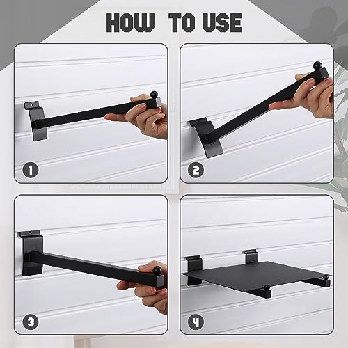 Hicarer 10 Pcs Slatwall Faceout, 12 Inch Metal Square Arm Hooks, Black - color: Black
