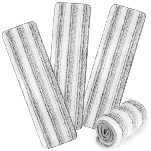 AmaVins 3 Pack Microfiber Cleaning Pads, Reusable Microfiber Mop Pads for 18 Inch Mop, Hardwood Floor Replacement Cleaning Mop Pads, Machine Washes - color: 3 Pack White-grey Bristles