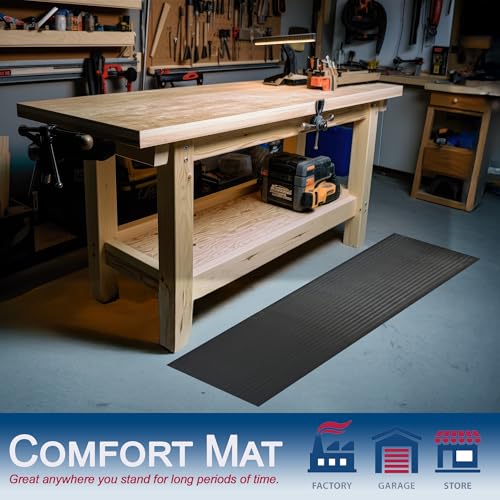 Durable Sponge Vinyl 3/8" Anti-Fatigue Mat, 36" x 120", Black - size: 120"L x 36"W x 0.4"Th
