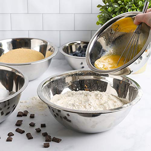 WHYSKO Stainless Steel Mixing Bowls Set, 5-Piece Meal Prep & Food Storage - color: Silver