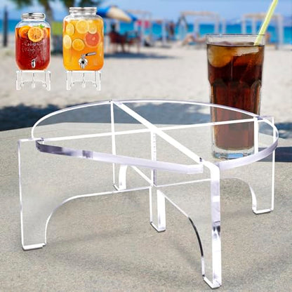 Acrylic Beverage Dispenser Stand Only, Fit Max 8.7 Inch Glass Drink Dispenser and Water Jug Holder, Plant Stand, Cake Display Stand for Parties and Catering Events - size: Length 8.7in, Thickness 5mm