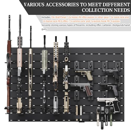 Wall Rack System - Aluminium Heavy-Duty Tactical Storage - color: Black(Full), size: Full