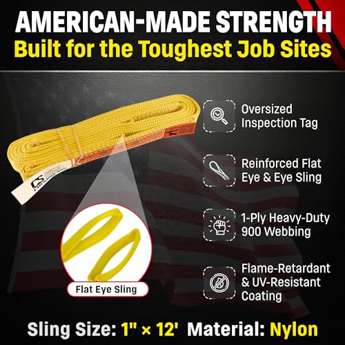 DD Sling 1 Inch x 12 Foot Nylon Lifting Sling - size: 1"x12'