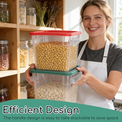 6 Pack 8 Qt Food Storage Containers with Lids, Commercial Clear Square