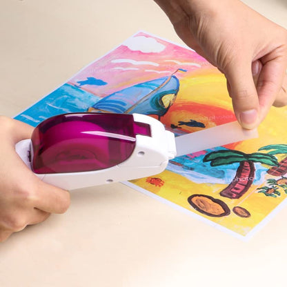 One-Handed Tape Dispenser Gun - Automatic Cutter for Gift Wrapping, Office & Crafts - Portable, Safe Hidden Blade, No Batteries - Fits 1/2" to 3/4" Tape (Include 1 Roll, Pink) - color: Pink
