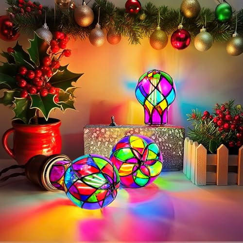4W E26 Stained Glass Light Bulb, A19 Colorful Light Bulb for Home/Party - color: Purple