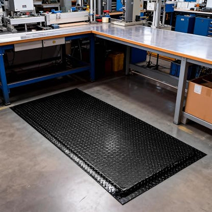 Anti Fatigue Mats Industrial 3' x 6' 15/16" Thick Ergonomic Standing Mat Commercial Heavy Duty Diamond Plate Shop Floor Mats Helps Relieve Back and Leg Soreness - size: 3' x 6'