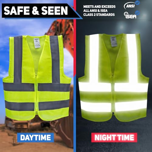 Neiko High Visibility Safety Vest, ANSI Class 2, No Pocket - color: Yellow, size: XX-Large, style: Mesh