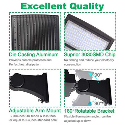 LED Parking Lot Lights 300W Shoebox Street Pole Lighting Fixture 4000K - color: 300W + (100-277V 4000K), size: Adjustable Direct Arms Mount Bracket