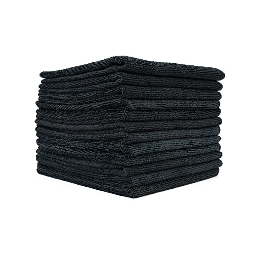 The Rag Company - All-Purpose Microfiber Terry Cleaning Towels - Commercial Grade, Highly Absorbent, Lint-Free, Streak-Free, Kitchens, Bathrooms, Offices, 300gsm, 14in x 14in, Midnight (12-Pack) - color: Midnight, size: 14in x 14in