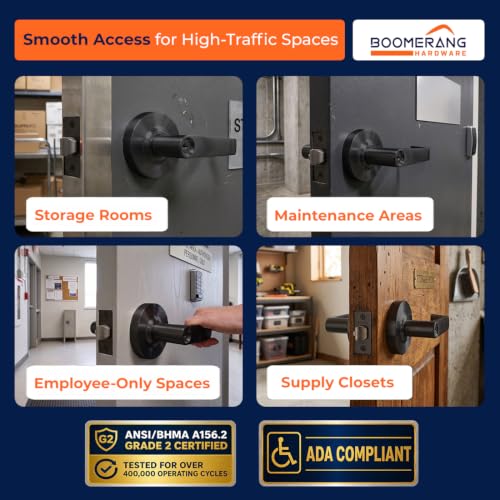 Boomerang Heavy-Duty Storeroom Function Commercial Lever Door Lock - color: Matte Black (US19), style: Storeroom