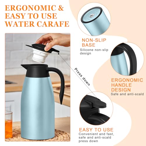 Norme 2 Pcs Thermal Coffee Carafe Creamer, Pink, Blue, 68 oz - color: Pink, Blue, size: 68 oz