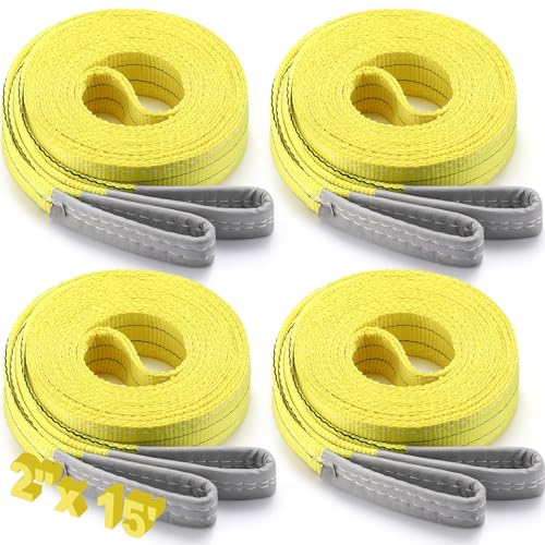 4 Pcs Lift Sling Straps, Yellow, 2'' X 15',8900lb - color: Yellow, size: 2'' X 15',8900lb