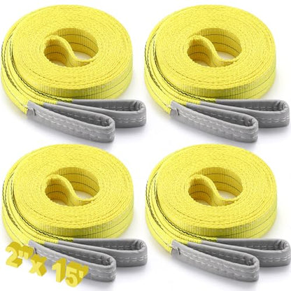 4 Pcs Lift Sling Straps, Yellow, 2'' X 15',8900lb - color: Yellow, size: 2'' X 15',8900lb