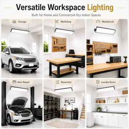 LED Shop Lights, 125W 17500LM Double-Sided Linkable Garage Lighting 2 Pack