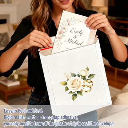 20 Pack 9x11.5 inch Rigid Mailers, Self Seal Photo Mailers Protective Flat Cardboard Envelopes White Blank Shipping Envelopes for Photos, Document, Invitation, Invitations, Magazines, Comics - color: White, size: 9x11.5 Inch
