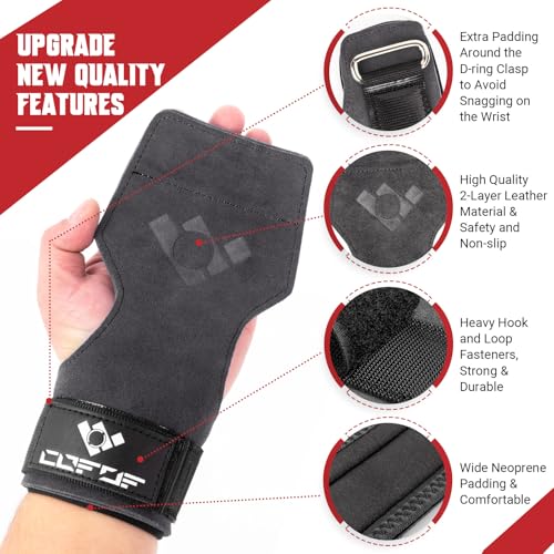 Weight Lifting Wrist Strap, Double-Layer Leather for Deadlift Powerlifting - color: Gray