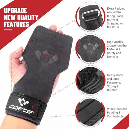 Weight Lifting Wrist Strap, Double-Layer Leather for Deadlift Powerlifting - color: Gray