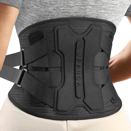 NEENCA Back Brace For Lower Back Pain Relief, Back Support Brace Men Women - color: Black-Single, size: Medium