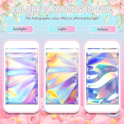 FUNFERY 5.5x7.9 in Holographic Mylar Poly Mailers Self Sealing Adhesive Bag - color: Holographic Self Adhesive-100P, size: 5.5x7.9 inch