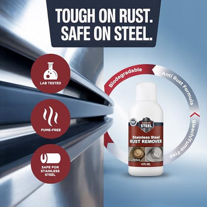 CLEAN MY STEEL Stainless Steel Rust Remover Cream, 4 Fl oz - size: 4 Fl Oz (Pack of 1)