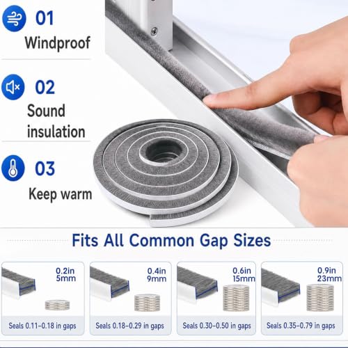 ZOMPAGO Brush Weather Stripping Door Window Seal, 0.9 x 0.4 x 66 FT - size: 2 Packs, 0.9 x 0.4 x 32.8 FT
