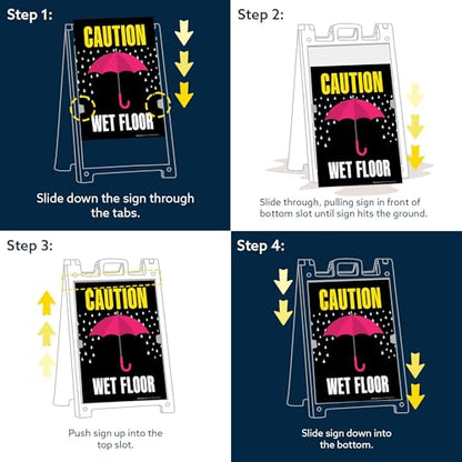 Caution Wet Floor Umbrella Folding Floor Sign, 18x24 Inches, Portable A Frame, Made in USA by My Sign Center - size: 18x24 Plastic