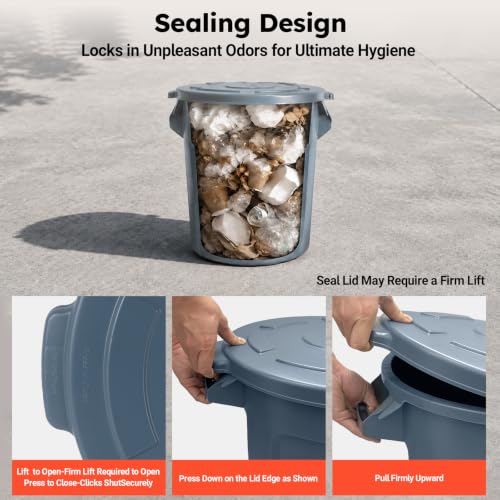 20 Gallon Commercial Round Trash Can with Lid - size: 20 Gallons