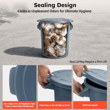 20 Gallon Commercial Round Trash Can with Lid - size: 20 Gallons