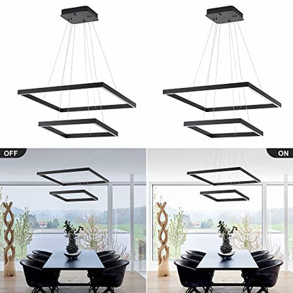 Modern Square LED Chandelier Lighting,Pendant Ceiling Light Fixture - size: 2-Light