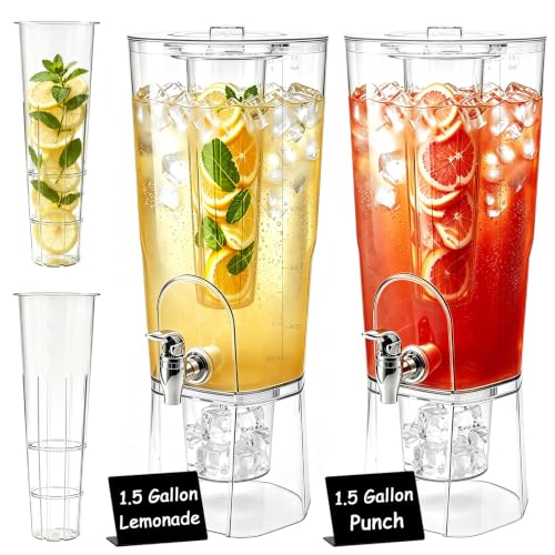 Homecor 1.5 Gallon Drink Dispensers for Parties with Fruit Infuser 2 Pcs