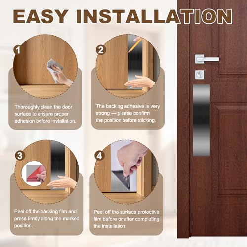 4 x 16 Inches Self Adhesive Door Push Plate,2 Pack - Black - color: Black, size: 4 x 16 Inch